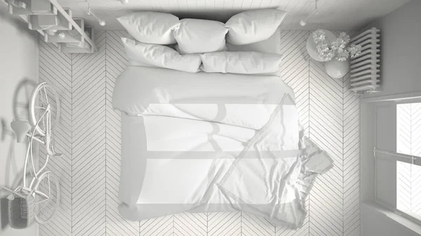 Total projet blanc de scandinave chambre minimaliste avec grande — Photo