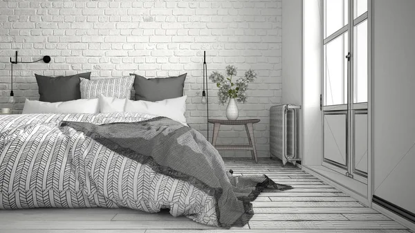 Tamamlanmamış proje rahat Çift Kişilik Yatak ve br modern yatak odası