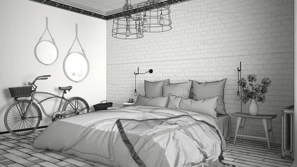 Tamamlanmamış proje rahat Çift Kişilik Yatak ve br modern yatak odası