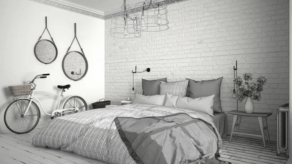 Tamamlanmamış proje rahat Çift Kişilik Yatak ve br modern yatak odası