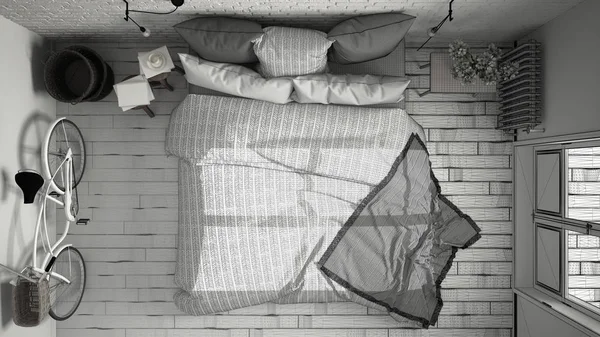 Tamamlanmamış proje rahat Çift Kişilik Yatak ve br modern yatak odası