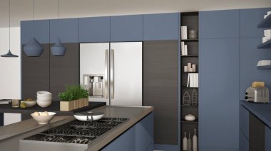 Modern ahşap mutfak ahşap detayları ile yakın, gaz w ocağı