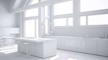 Toplam beyaz proje klasik villa, loft, BI modern mutfak