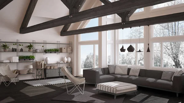 Oturma odası lüks Eko ev, parke zemin ve ahşap çatı t