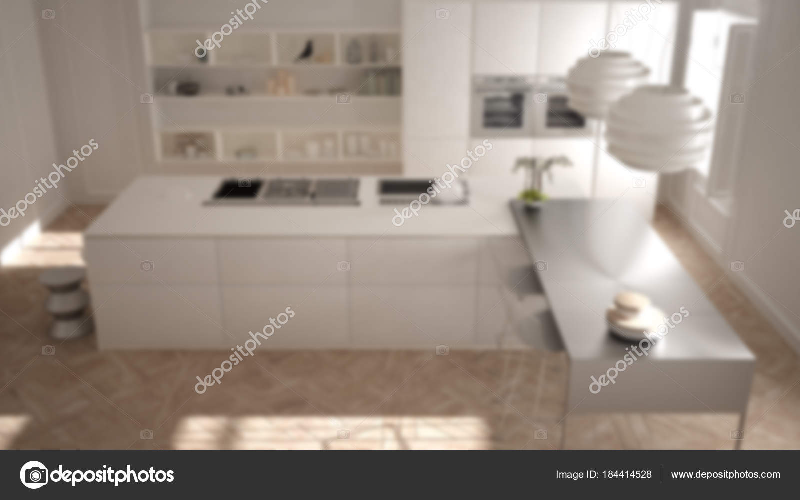 Desenfoque de fondo diseño de interiores, muebles de cocina en la ... Desenfoque de fondo diseño de interiores, muebles de cocina en la ...