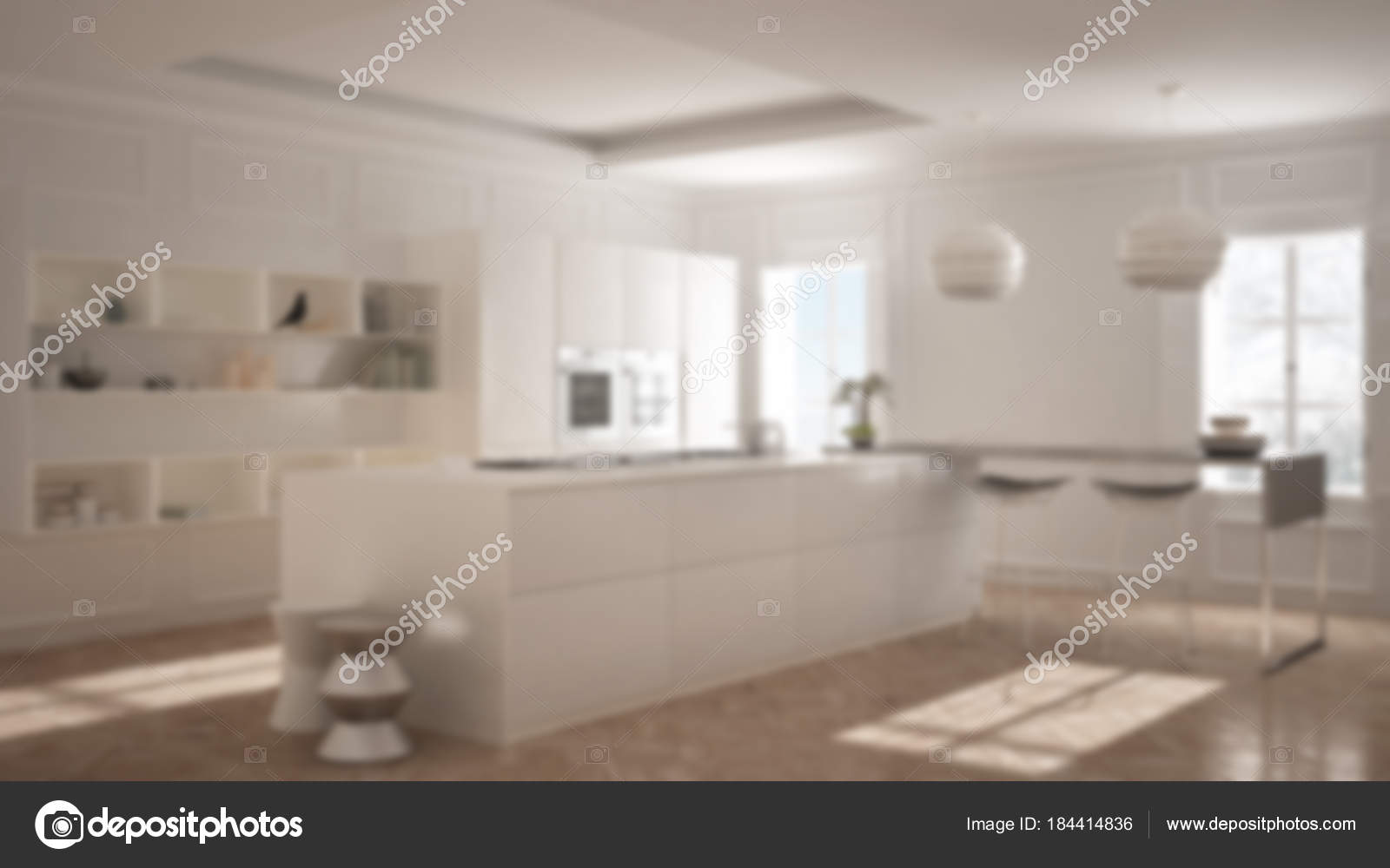 Desenfoque de fondo diseño de interiores, muebles de cocina modernos ... Desenfoque de fondo diseño de interiores, muebles de cocina modernos ...