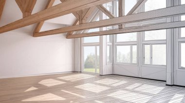 Boş oda Lüks eco house, Parke fl tamamlanmamış proje