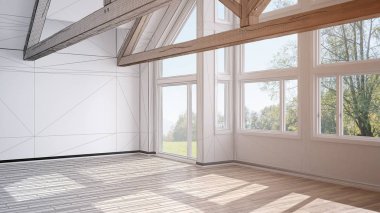 Boş oda Lüks eco house, Parke fl tamamlanmamış proje