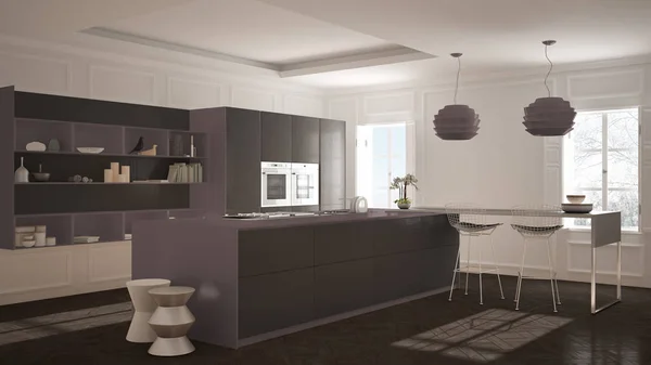 现代厨房家具经典房, 旧实木复合地板, minimalis — 图库照片