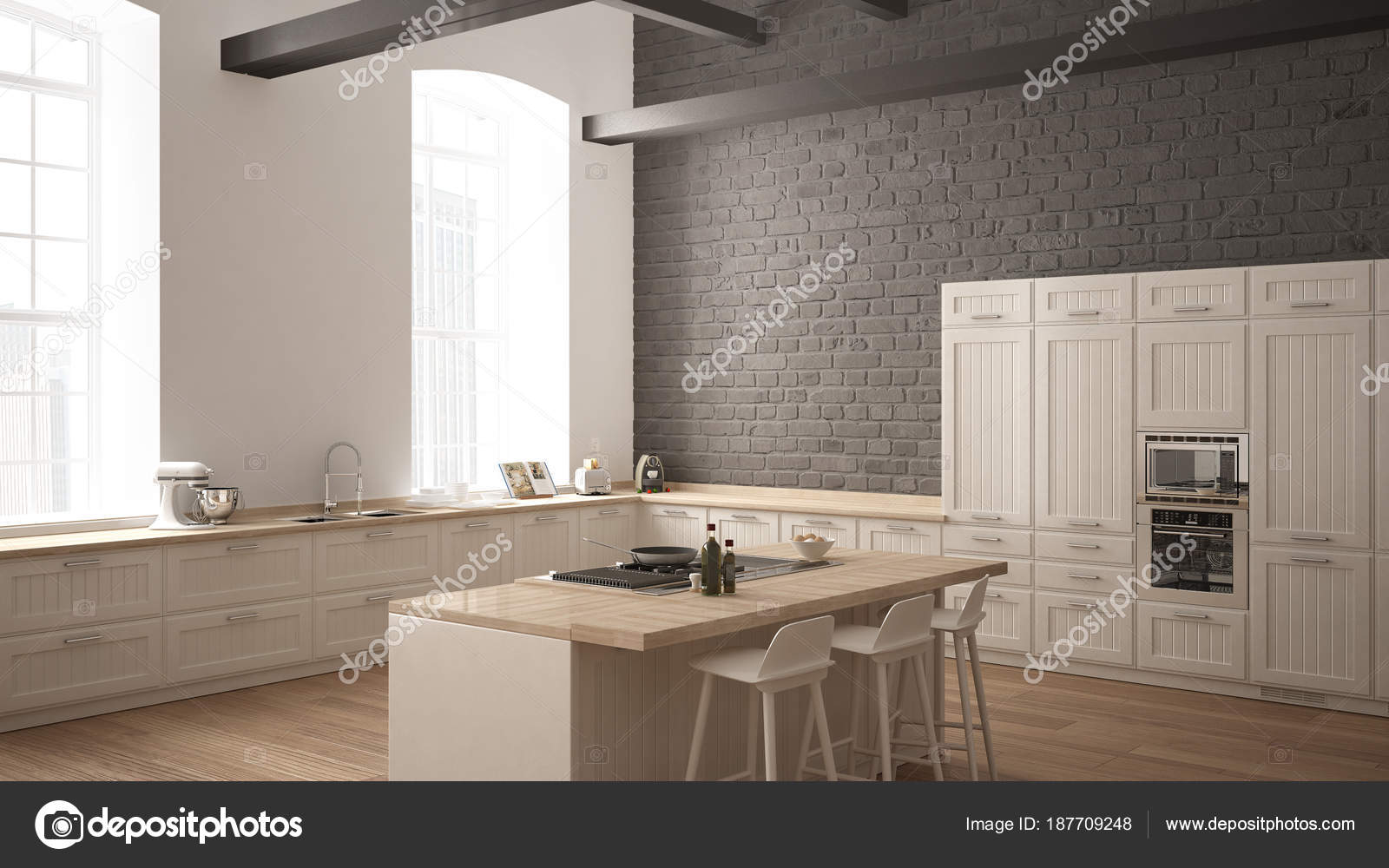 Modern Industrial Wooden Kitchen With Wooden Details And