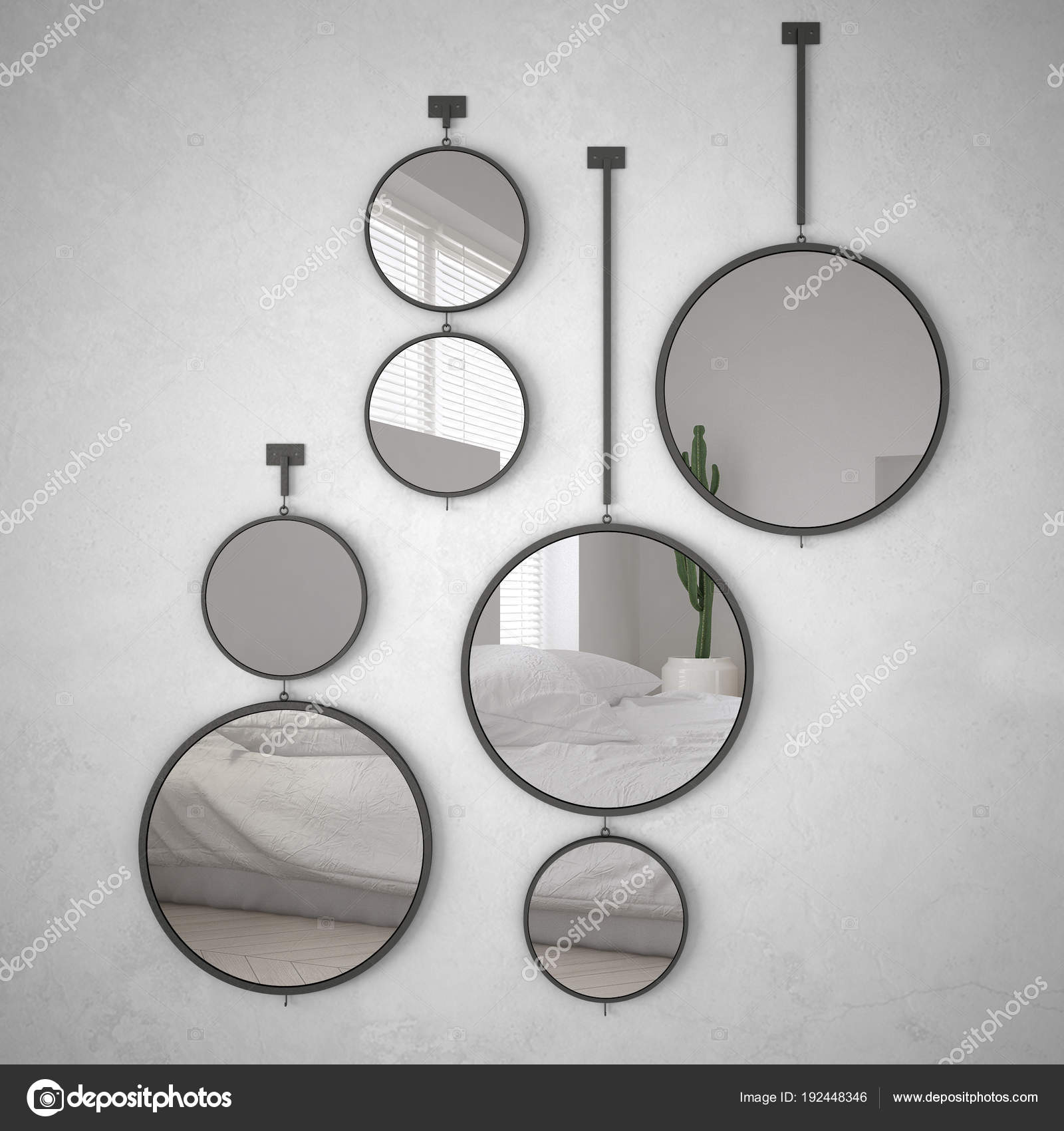Bedroom picture hanging ideas Round mirrors hanging on the wall