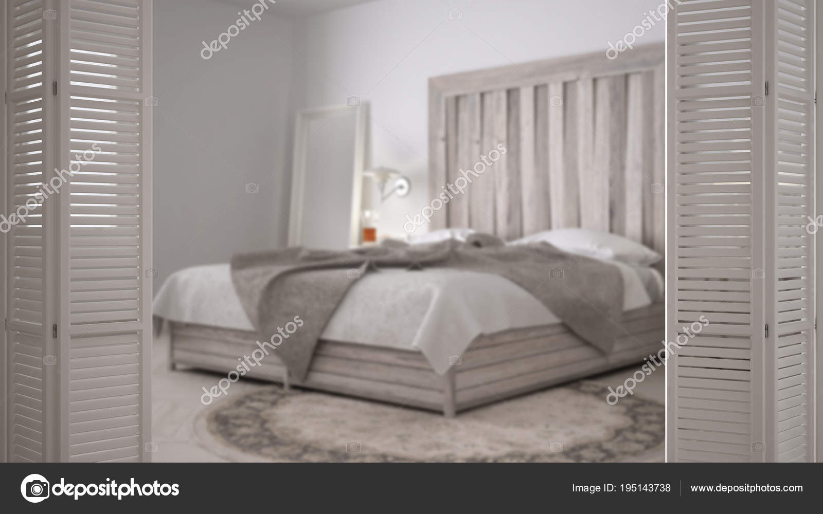 White Folding Door Opening On Modern Scandinavian Bedroom