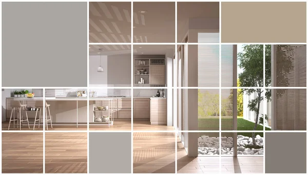 Effetto grafico geometrico quadrato a mosaico con spazio di copia per testo, modello di presentazione, idea mockup, cucina moderna, concept interior design — Foto Stock