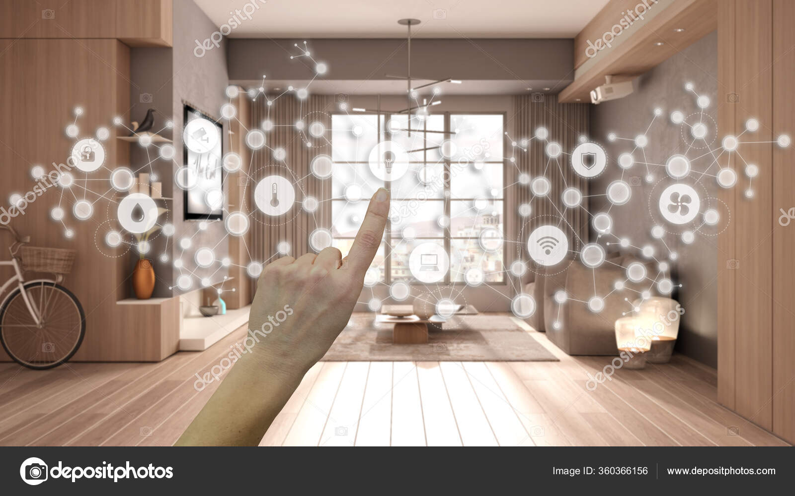 Interface Maison Intelligente Rayonnante Fond Géométrique Ligne