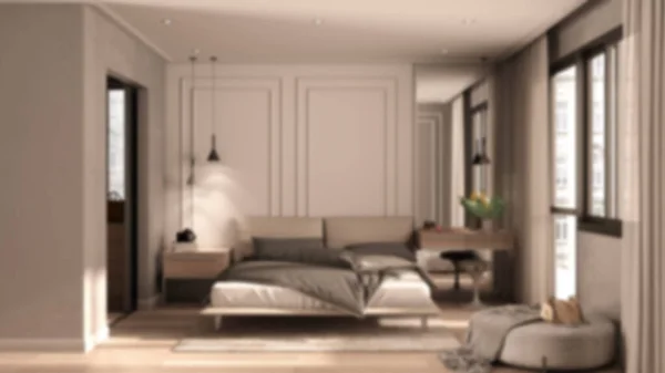 Θολή Εσωτερική Διακόσμηση Minimal Classic Bedroom Μπεζ Τόνους Walk Ντουλάπα — Φωτογραφία Αρχείου