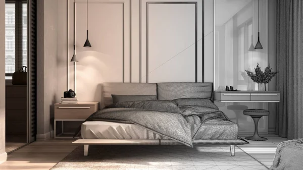 Architecte Concept Architecte Intérieur Projet Inachevé Qui Devient Réel Chambre — Photo