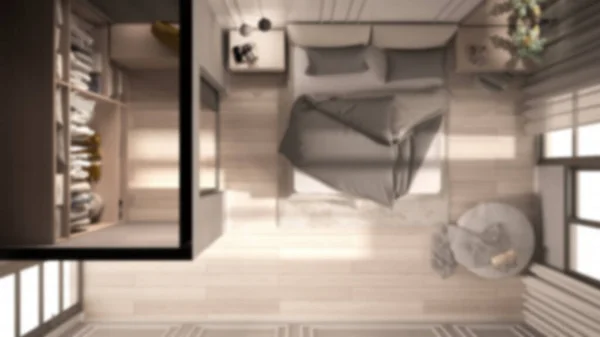 Blur Background Interior Design Minimal Classic Bedroom Beige Tones Walk — Stock Photo, Image
