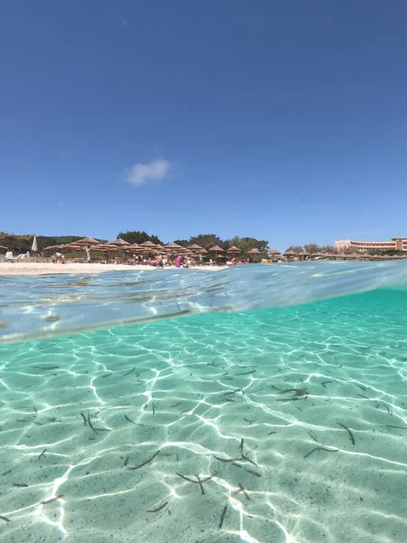 Geweldige Blauwe Zee Met Wit Zand Onder Water Sardinië Alghero — Stockfoto