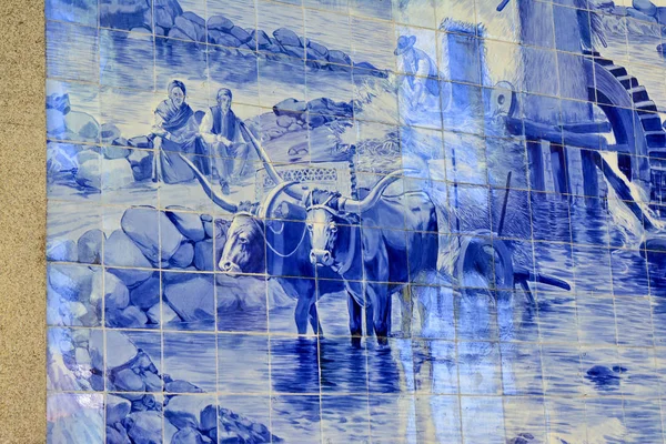 Porto, Portugalia - 12 sierpnia 2017: Słynny Dworzec Sao Bento z Azulejo panele — Zdjęcie stockowe