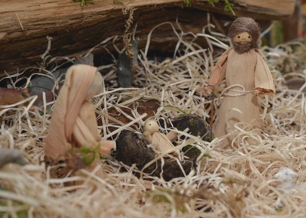 Creche de Navidad con José María y Jesús — Foto de Stock