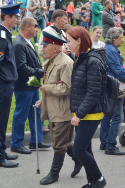 Pyatigorsk, Rusya - 09 Mayıs 2017: Madalya gazileri. Zafer Bayramı kutlama