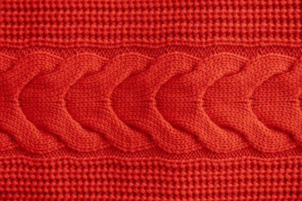 Pull d'hiver tricoté rouge Fond, texture rouge — Photo