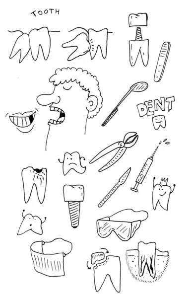 Illustrazione set dentale — Foto Stock