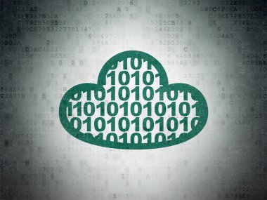 Ağ kavramı bulut: bulut ile kod dijital veri kağıt arka plan üzerinde