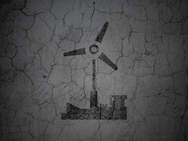 Manufacuring concept: Windmill on grunge wall background — ストック写真