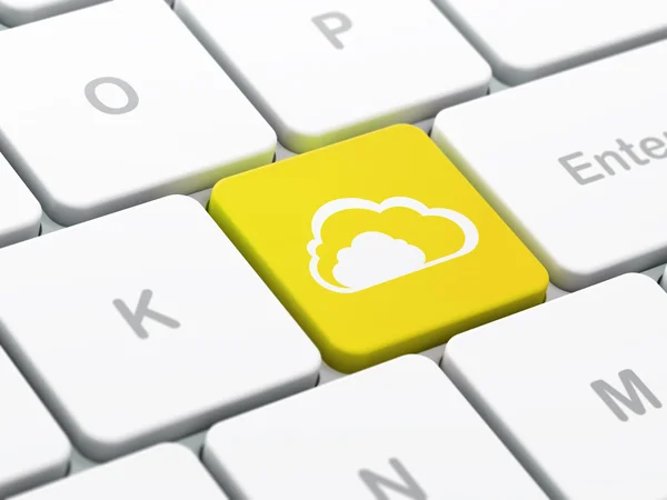 Cloud computing koncepcja: chmury na tle klawiatury komputera — Zdjęcie stockowe