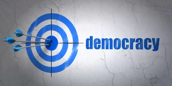 Political concept: target and Democracy on wall background — Stock Photo, Image