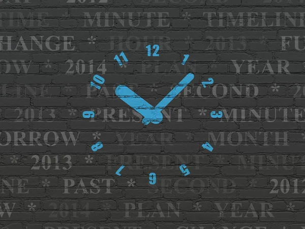 Tidslinje begrepp: klocka på väggen bakgrund — Stockfoto