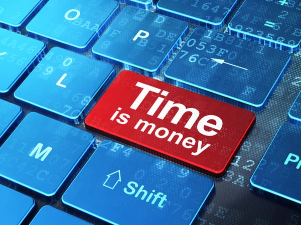 Business concept: Time Is money on computer keyboard background — Stock Photo, Image