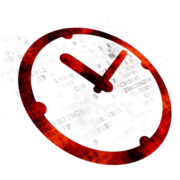Zeitkonzept: Uhr auf digitalem Hintergrund — Stockfoto