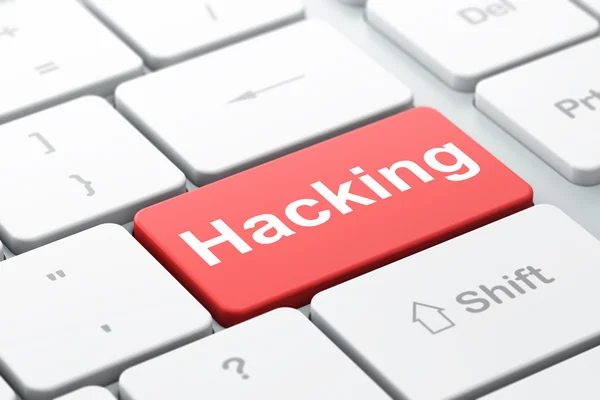Concepto de protección: Hacking en el fondo del teclado del ordenador —  Fotos de Stock