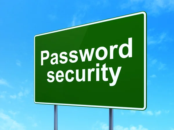 安全コンセプト: 道路標識背景でパスワードのセキュリティ — ストック写真
