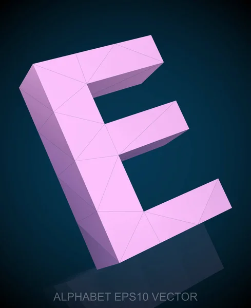 Abstract Pink 3d veelhoekige E met reflectie. EPS-10 vector. — Stockvector