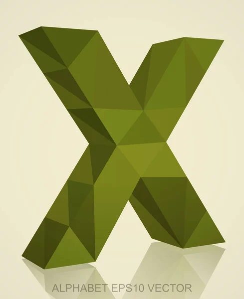 Abstract Khaki 3D polygonal X with reflection. EPS 10 vector. — Stock Vector