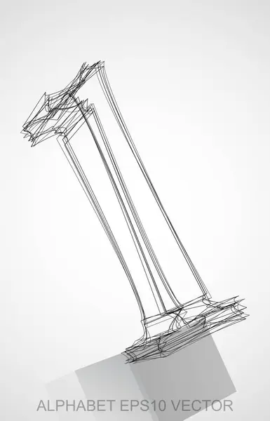 Vektor-Illustration einer Tusche skizziert 1. Hand gezeichnet 3d 1. — Stockvektor
