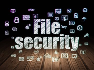 Güvenlik kavramı: grunge karanlık odada dosya güvenliği