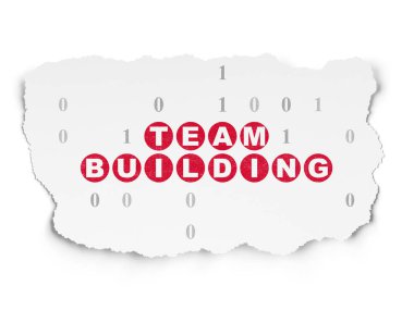 İş kavramı: yırtık kağıt arka plan üzerinde ekip oluşturma