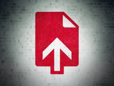 Web geliştirme kavramı: dijital veri kağıt arka plan üzerinde Upload