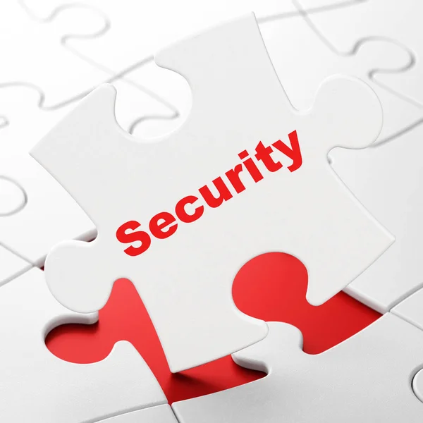Koncepcja bezpieczeństwa: bezpieczeństwo na tle puzzle — Zdjęcie stockowe