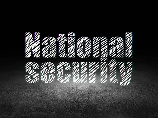 Concept de confidentialité : La sécurité nationale dans une pièce sombre grunge — Photo