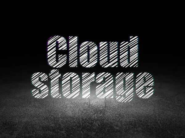 Schutzkonzept: Cloud-Speicherung im Grunge Dark Room — Stockfoto