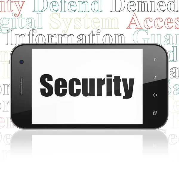 Güvenlik kavramı: Smartphone güvenlik ekranda ile — Stok fotoğraf