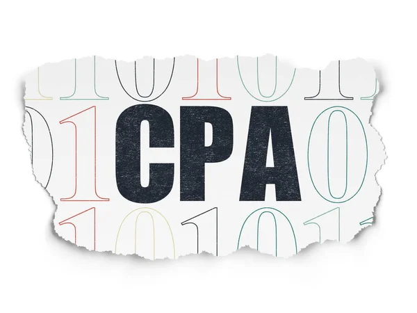 Concept de finance : CPA sur papier déchiré — Photo