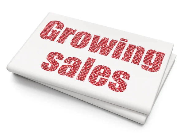 Conceito de negócio: Crescendo as vendas em fundo de jornal em branco — Fotografia de Stock
