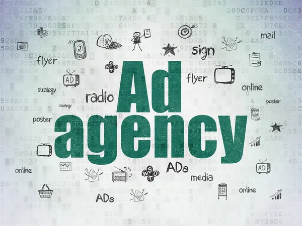 Marketing concept: Ad Agency on Digital Data Paper background — Stock Photo, Image