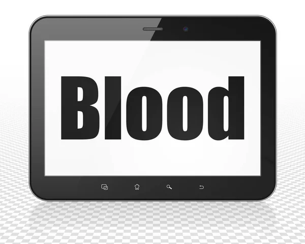 Concetto di assistenza sanitaria: Tablet PC Computer con il sangue in mostra — Foto Stock